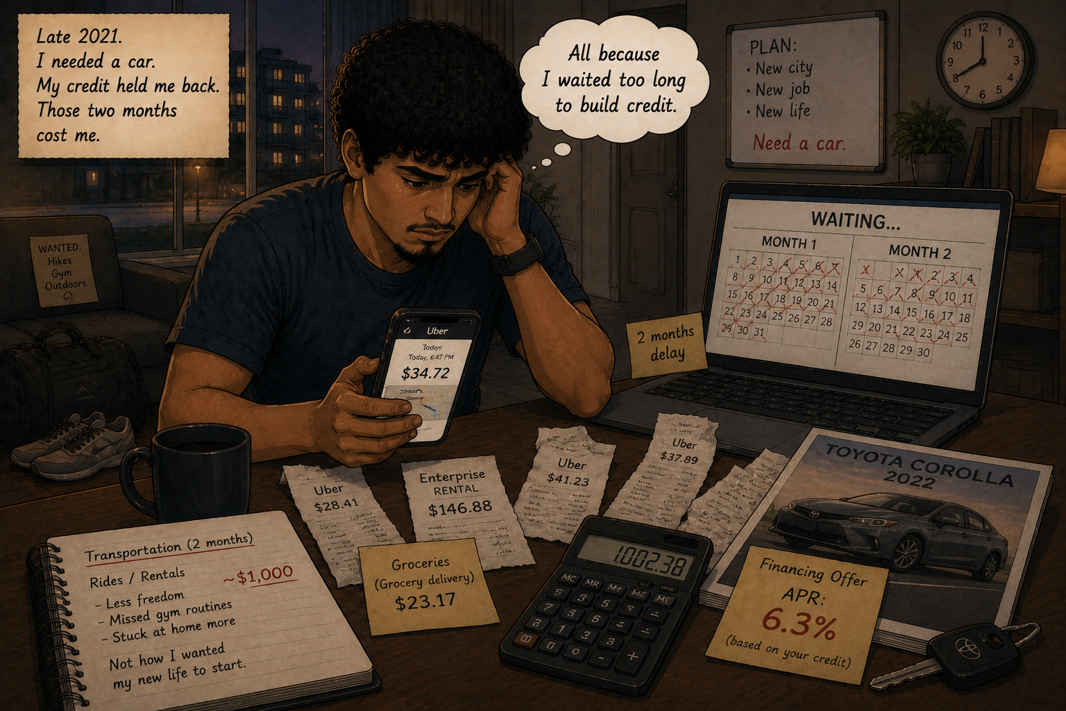 Two months of cabs, rental cars and close to $1,000 spent — all because of a missing credit score
